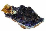 Sparkling Azurite Crystals on Chrysocolla - Laos #162570-1